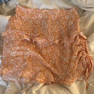 Princess Polly Floral Mini Skirt in Orange and White